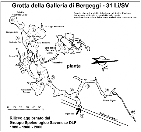 Grotta della Galleiria di Bergeggi - Pianta